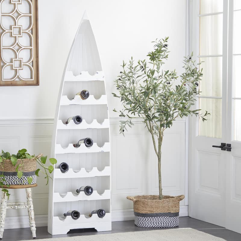 Wood Boat 25 Bottle Standing Wine Rack - White - Roche River Decor