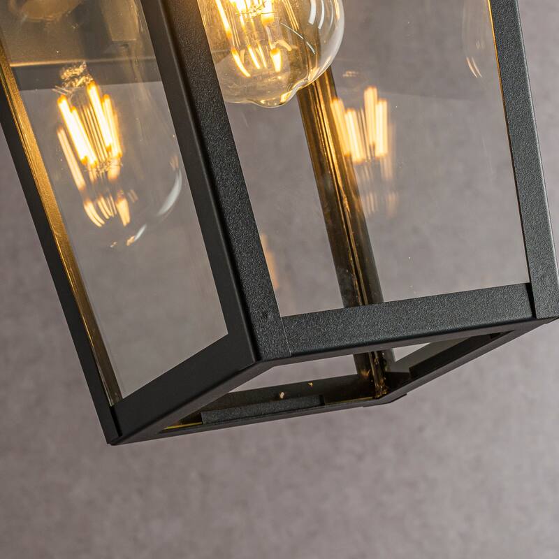 CraftHome Modern Matte Black Outdoor Wall Lantern with Clear Glass Open Bottom Design Exterior Light Fixture for Entryway