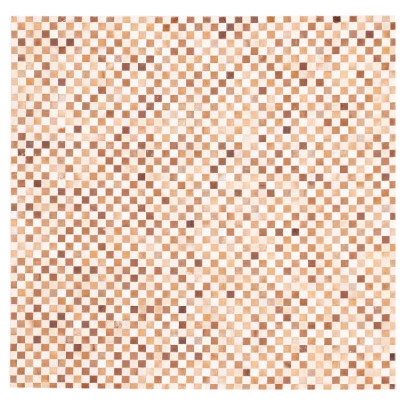 ECARPETGALLERY Handmade Cowhide Patchwork Brown Leather Rug - 5'11 x 5'11