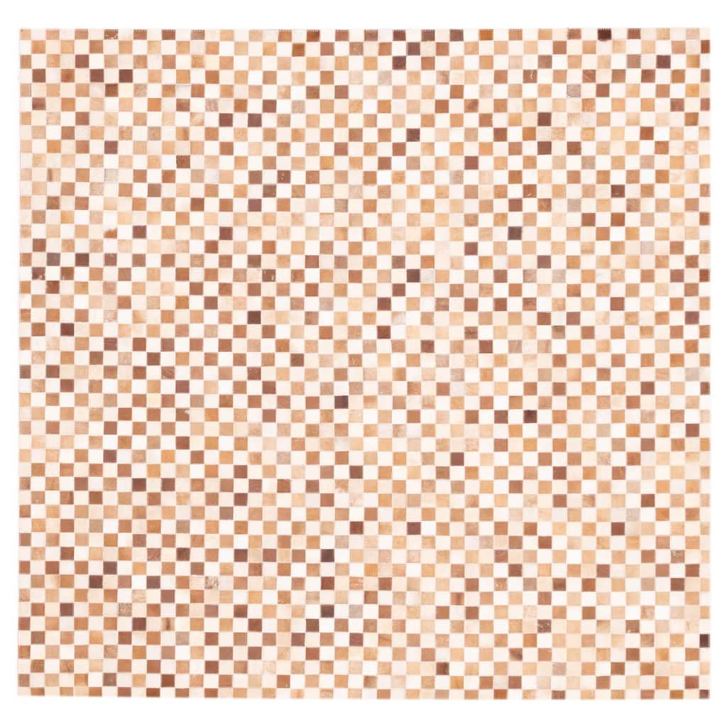 ECARPETGALLERY Handmade Cowhide Patchwork Brown Leather Rug - 5'11 x 5'11