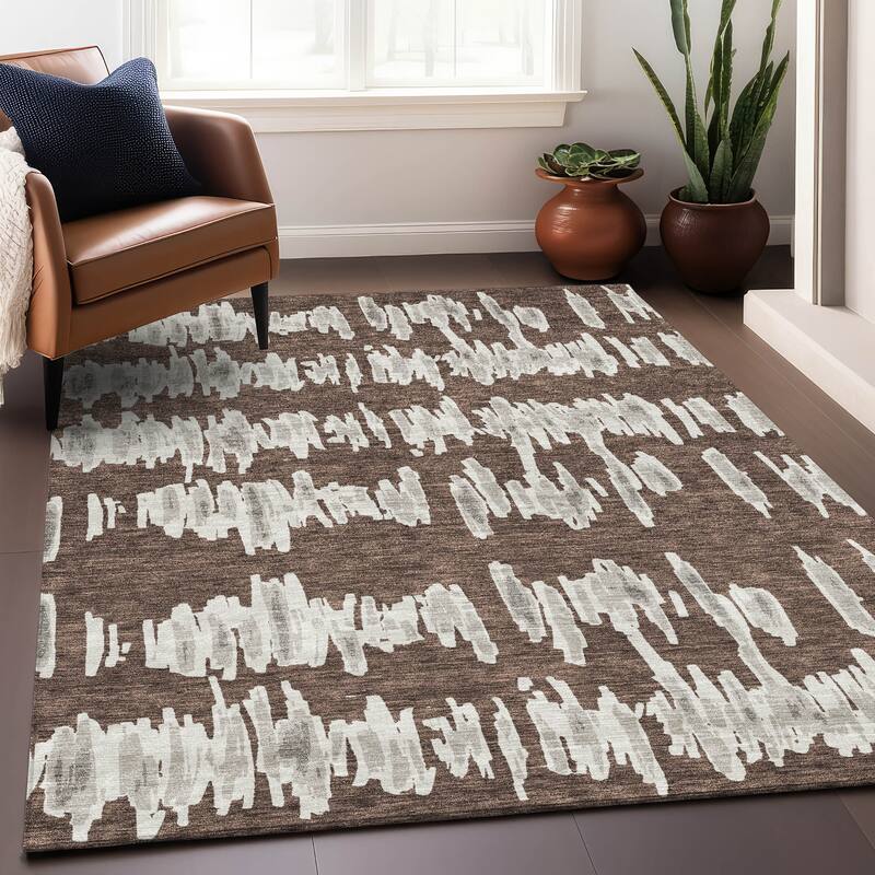 Premium Washable Super Soft Modern Pulse Mayfield Rug - Brown - 3' x 5'