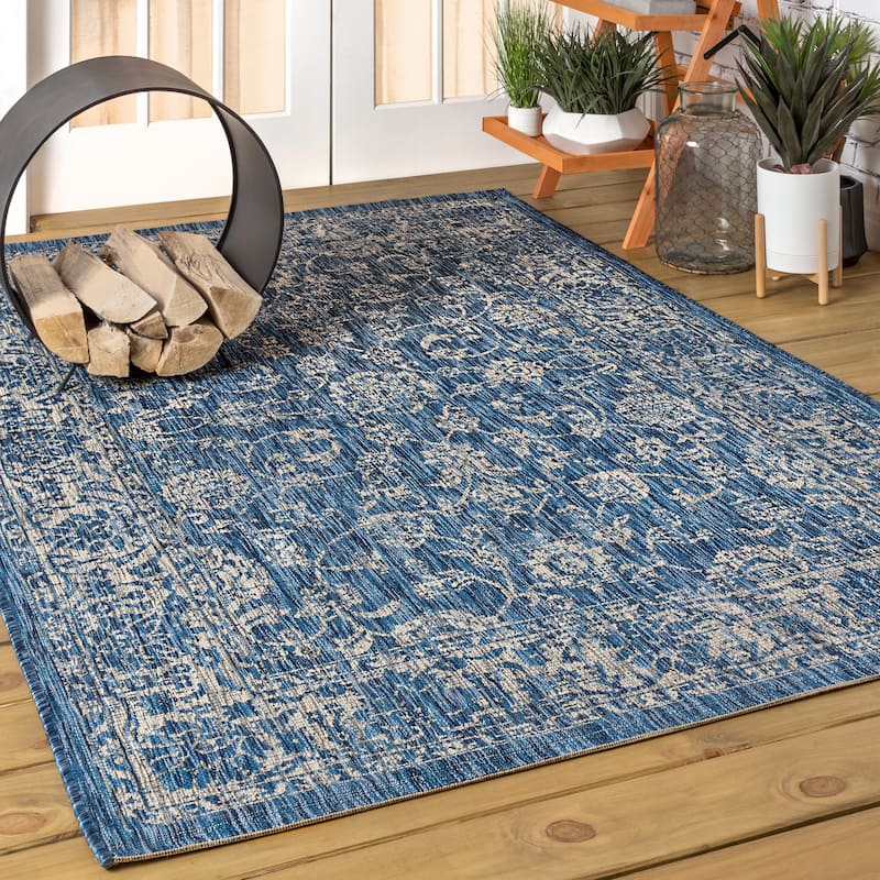 JONATHAN Y Sinjuri Bohemian Textured Weave Floral Indoor/Outdoor Area Rug