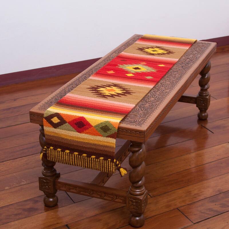 Novica Handmade Brilliant Sunset Wool Blend Table Runner