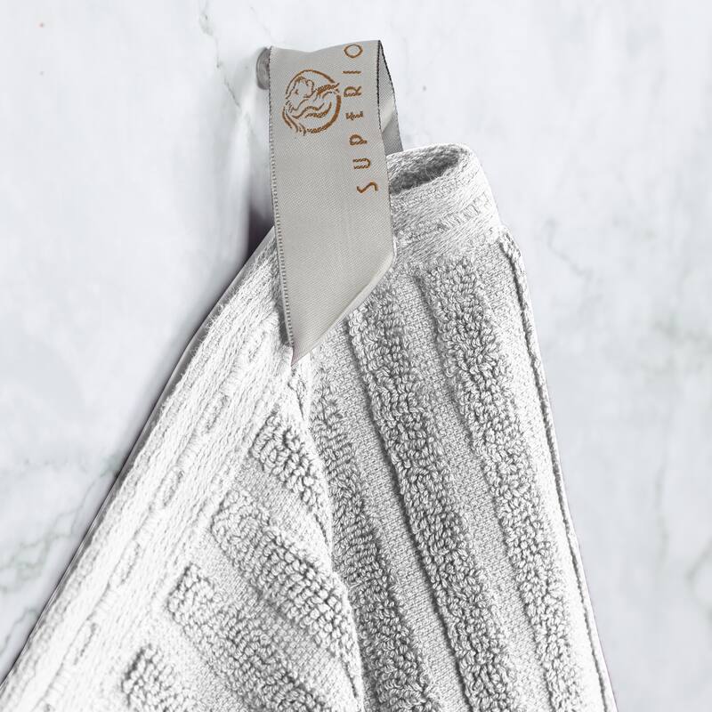 Superior Cotton 12-Piece Solid and Checkered Border Towel Set