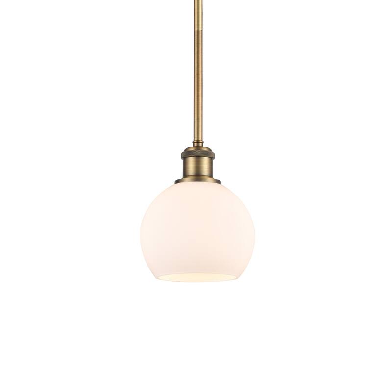 Innovations Lighting 516-1S-8-6 Athens Pendant Athens 6" Wide Mini - Brushed Brass / Matte White