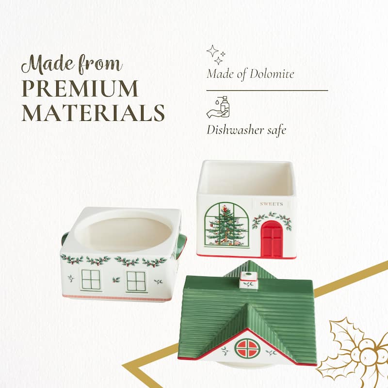 Spode Christmas Village Canister - 10.6" H x 5.9" L x 7.3" W