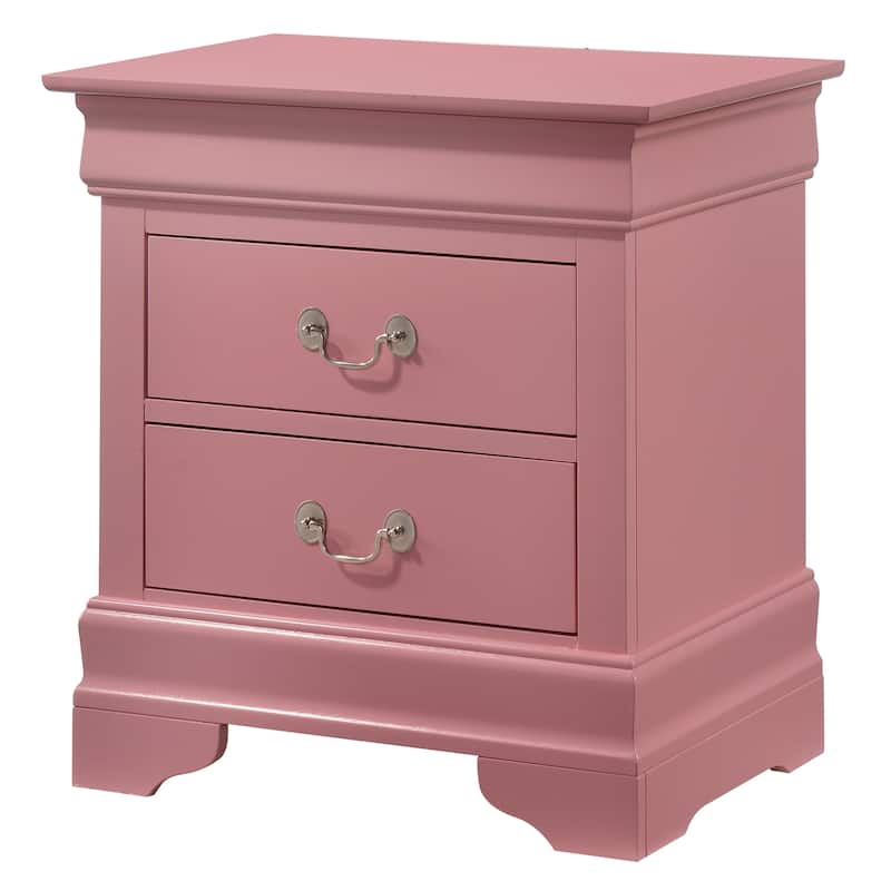 Traditional 22-in Metal Hand Holder 2-Drawer Wood Nightstand