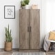 preview thumbnail 18 of 26, Bedroom Armoire Wardrobe Cabinet with Hanging Rail - 65'' H X 32'' W X 24.5'' D Grey-Brown
