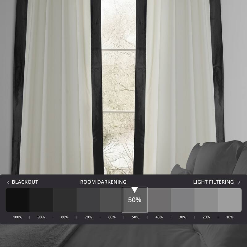 Exclusive Fabrics Fresh Pop Dobby Taffeta Side Bordered Light Filtering Curtains for Bedroom & Living Room Curtains (1 Panel)