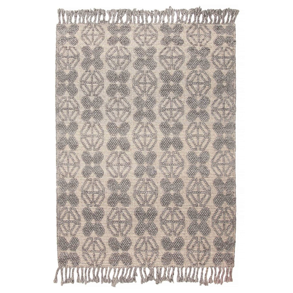 ECARPETGALLERY Braid weave Sienna Dark Grey Wool Rug - 5'3 x 7'3