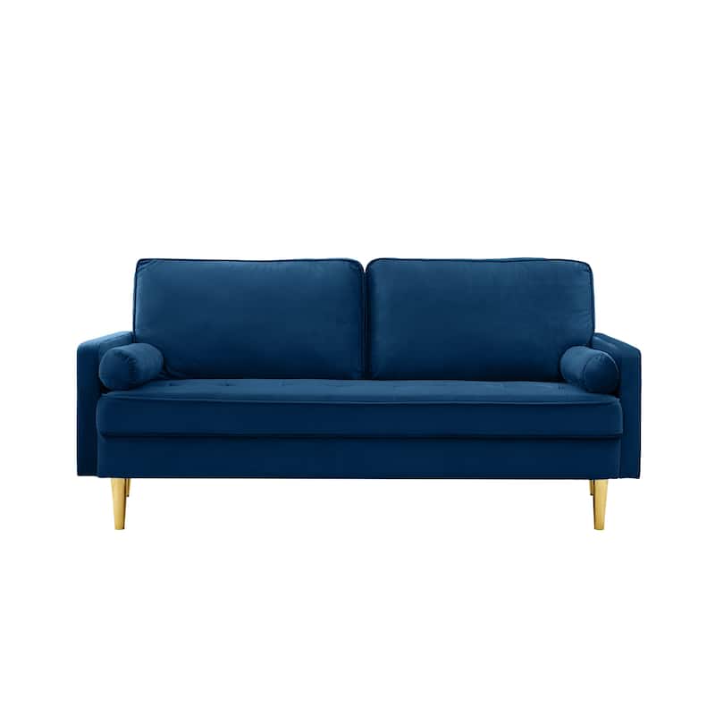 GDFStudio - Minimalist 65" Velvet Loveseat with Metal Legs
