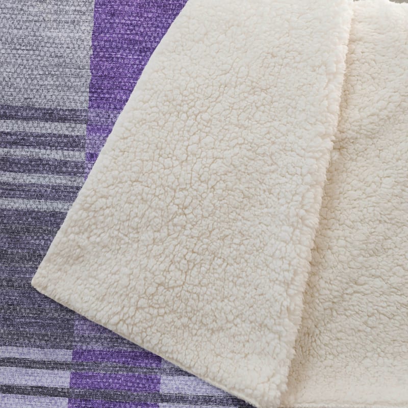 Premium Machine Washable Contemporary Sherpa Throw Blanket