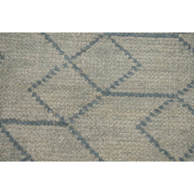Hand-knotted Modern Wool Grey Geometric Area Rug Oriental Carpet - 7' 11'' X 4' 11''