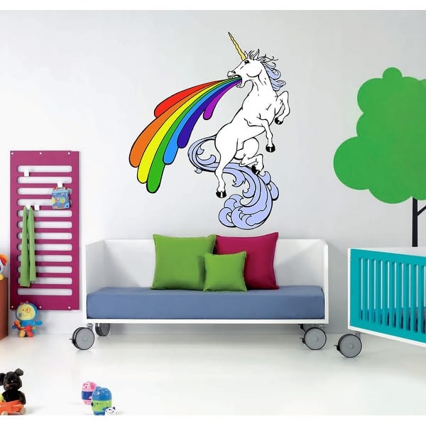 Rainbow Unicorn Wall Decal, Rainbow Unicorn Wall sticker, Rainbow Unicorn  wall decor - Bed Bath & Beyond - 33092071