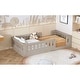 preview thumbnail 17 of 24, Wood Twin Size Platform Bed with Guardrails, No Slats Kids Floor Bed Frame