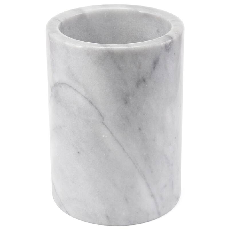 Creative Home Natural Off-White Marble Multi-Functional Tool Crock, Utensil Holder, Counter Top Organizer, 5" Diam. x 7" H - 5" Diam. x 7" H - Off-White