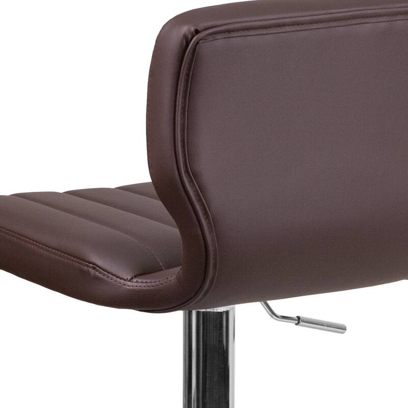 Contemporary Chrome Adjustable Bar Stool - 16.5"W x 19"D x 34.5" - 43"H
