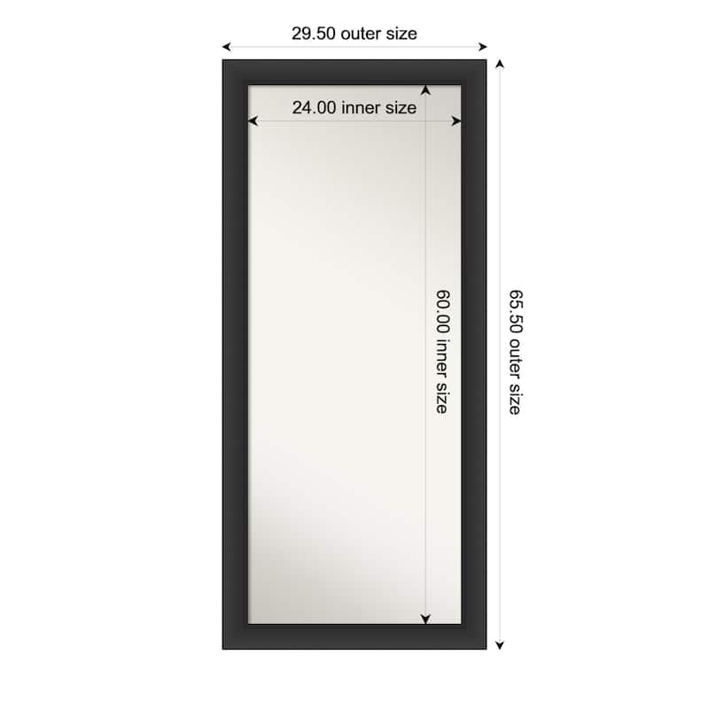 Sloped Non-Beveled Framed Full-Length Floor Leaner Mirror - 30 x 66 in - Sloped Black