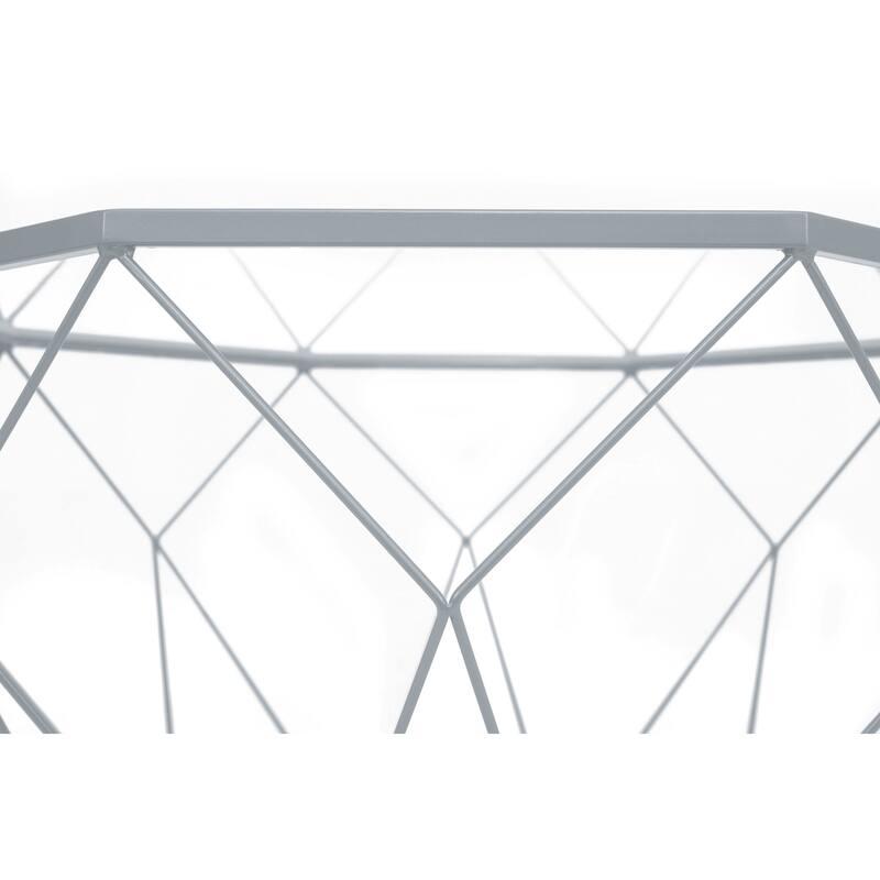 Malibu 29" Modern Octagon Center Coffee Table with Tempered Glass Table top & Sturdy Metal Geometric Base for Living Room Office