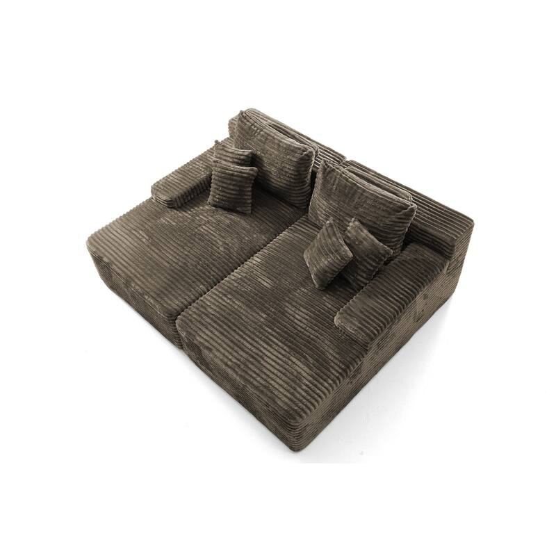 Oversized Upholstered Modular Sectional Chaise Lounge with Pillows