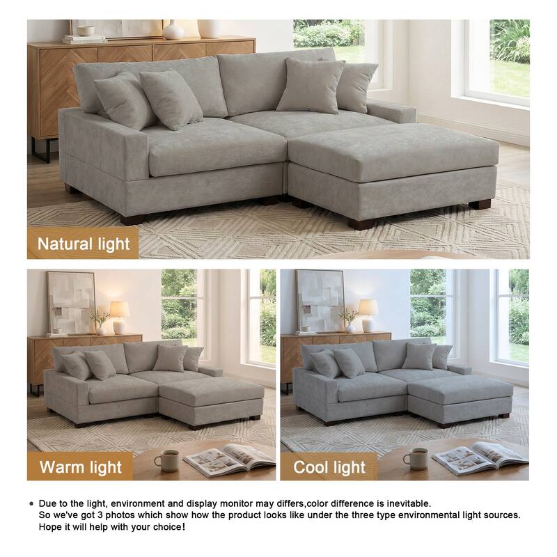 Modern Oversized Chenille Modular Sectional Sofa with Ottoman