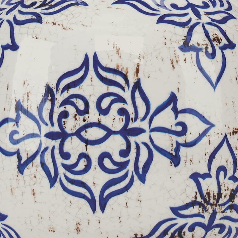 Alden Décor Marrla Floral Ceramic Table Lamp, Blue