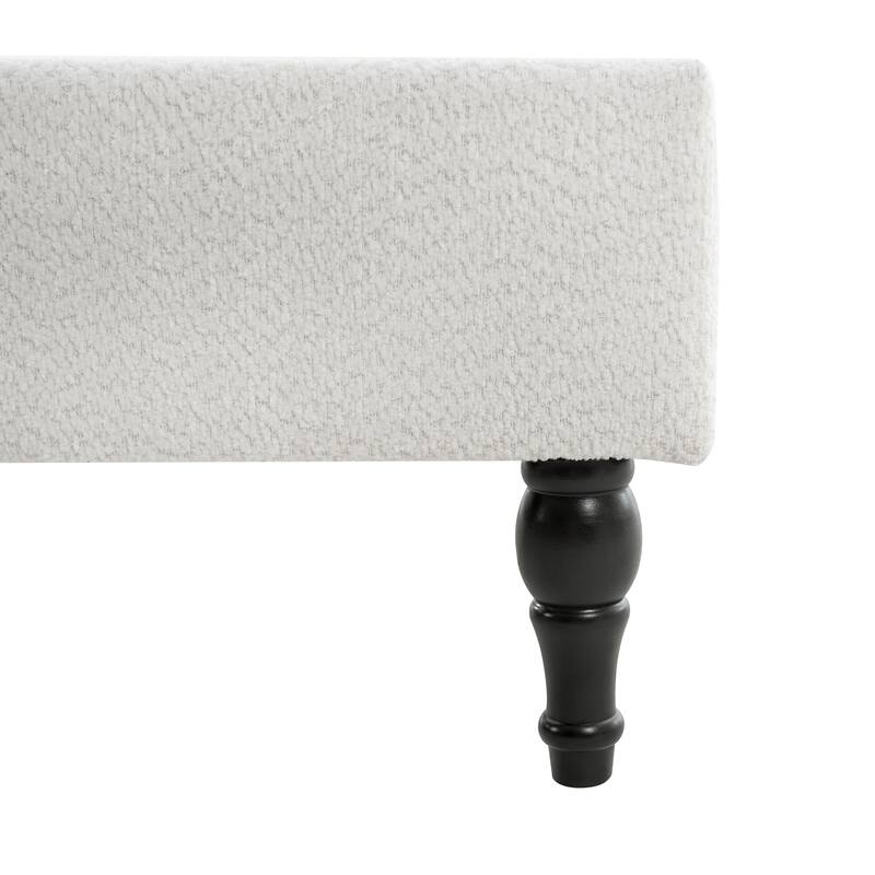 Boucle Upholstered Platform Bed with 55.5" High Wingback Headboard, Slats Support, Solid Wood Feet and Optional King or Queen