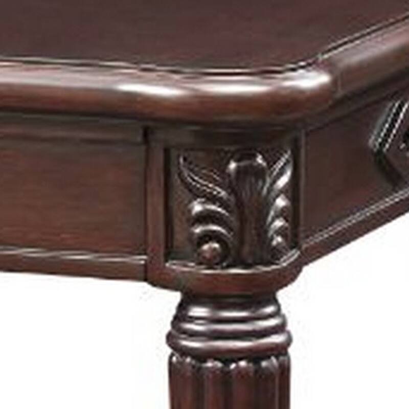 End Table with Traditional Style and Turned Legs, Espresso Brown