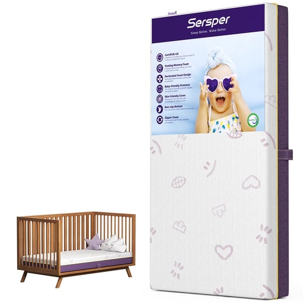 slide 2 of 9, 6" Crib & Toddler Mattress, OEKO-TEX & CertiPUR-US Certified, Waterproof, Washable Cover - 52"*27.5"*6" White