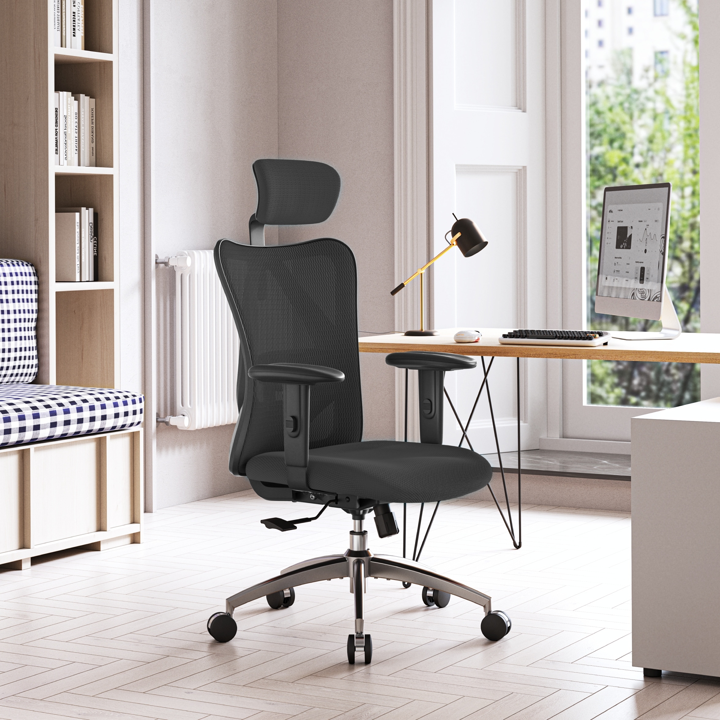 SIHOO Ergonomic Office Chair with Adjustable Lumbar Support, High Back chair for big and tall, Black