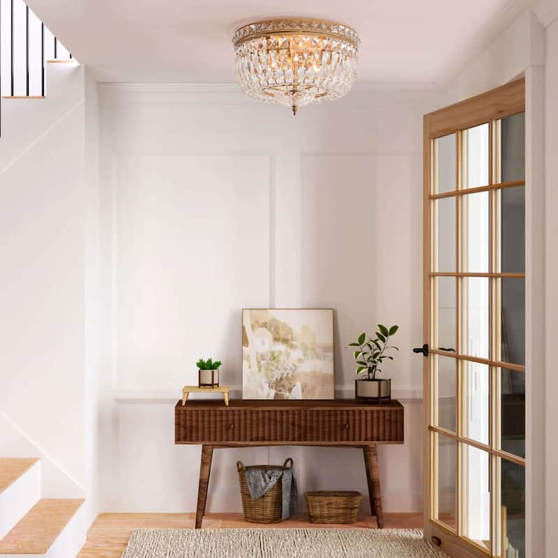 Elisa Crystal Basket Flush Mount Chandelier