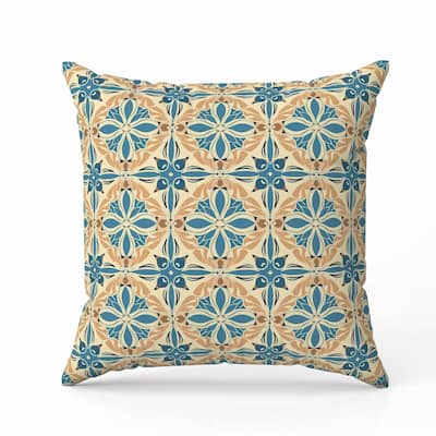 Classic Crest Faux Suede Reversible Throw Pillow Blue and Beige