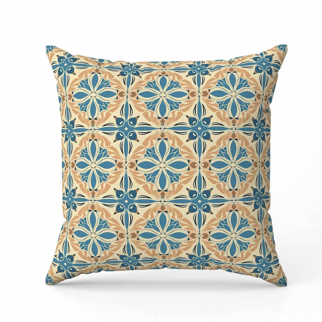 Classic Crest Indoor/Outdoor Reversible Throw Pillow Blue and Beige
