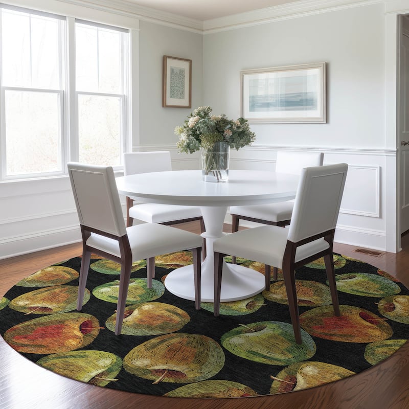 Premium Washable Super Soft Apple Harvest Mayfield Rug - Midnight - 8' x 8' - Round