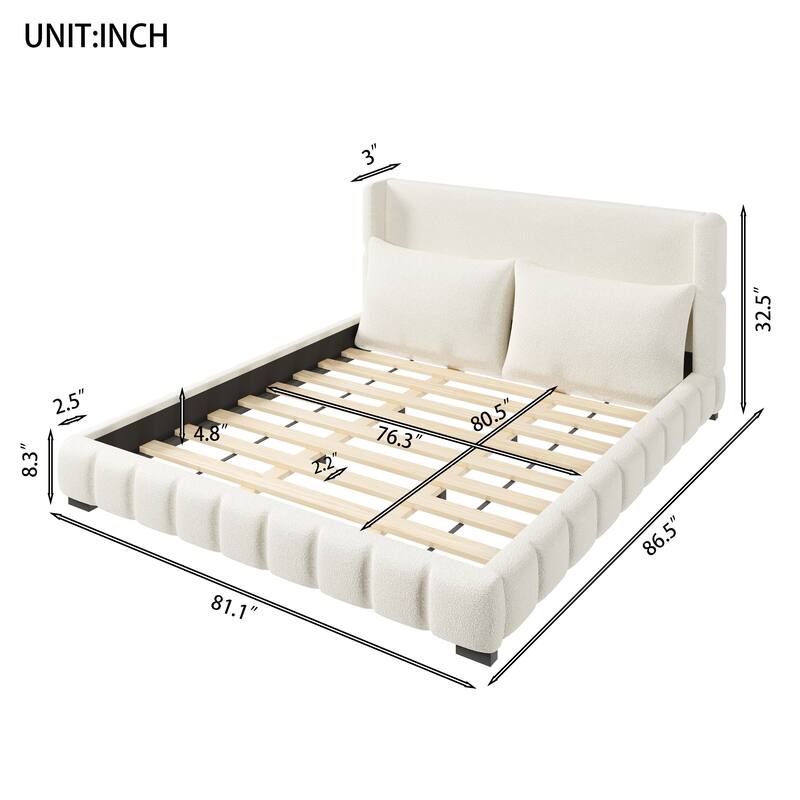 Upholstered Platform Bed with 2 Cushioned Pillows by Harper&Bright Designs