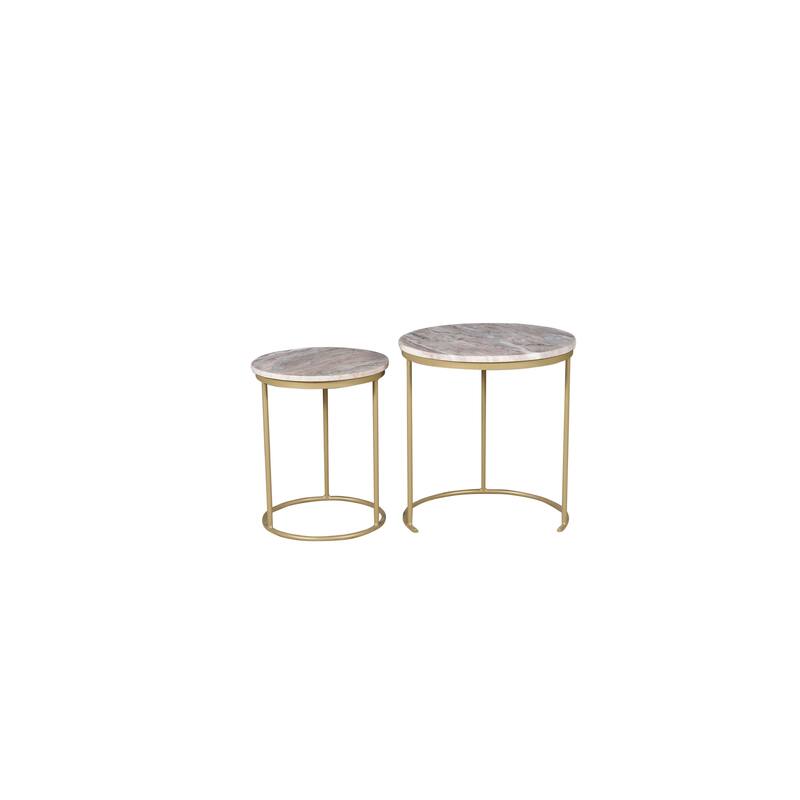 Marble Nesting Coffee Table Set Of 2 With Metal Frame