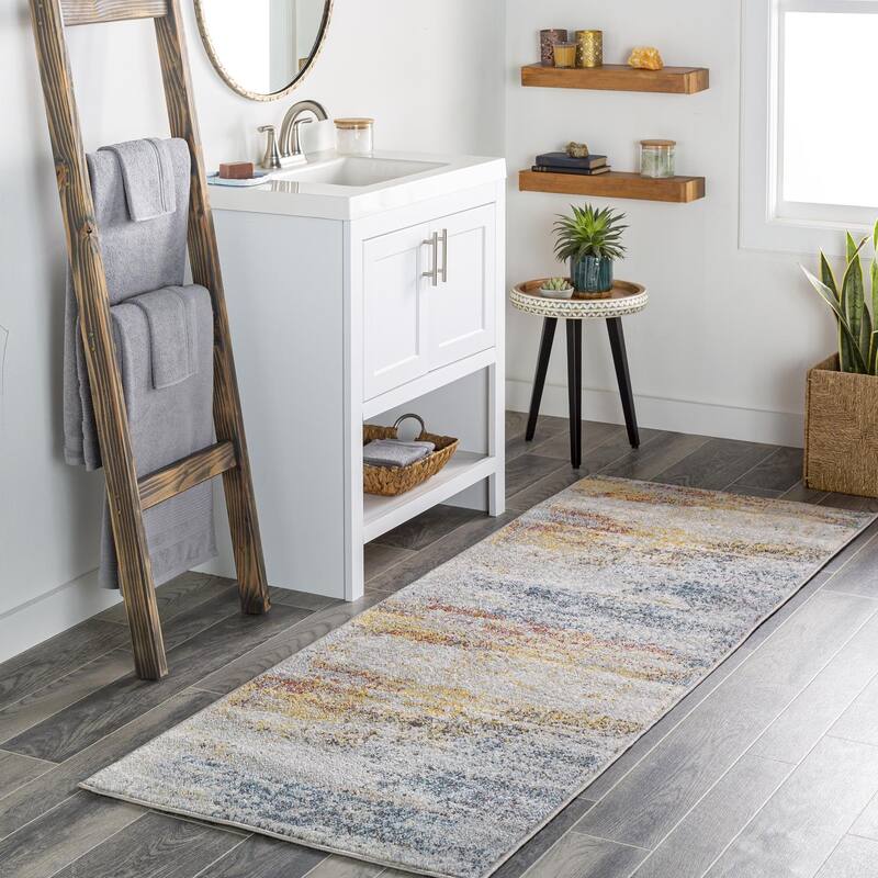 Livabliss Industrial Ankara Abstract Area Rug - 2'7" x 10' - Slate