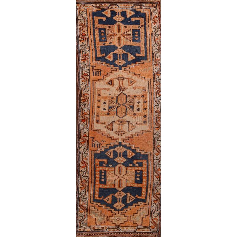 Handmade Transitional Oushak Turkish Vintage Runner Rug - 3'8"x 12'4"