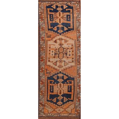 Handmade Transitional Oushak Turkish Vintage Runner Rug - 3'8"x 12'4"