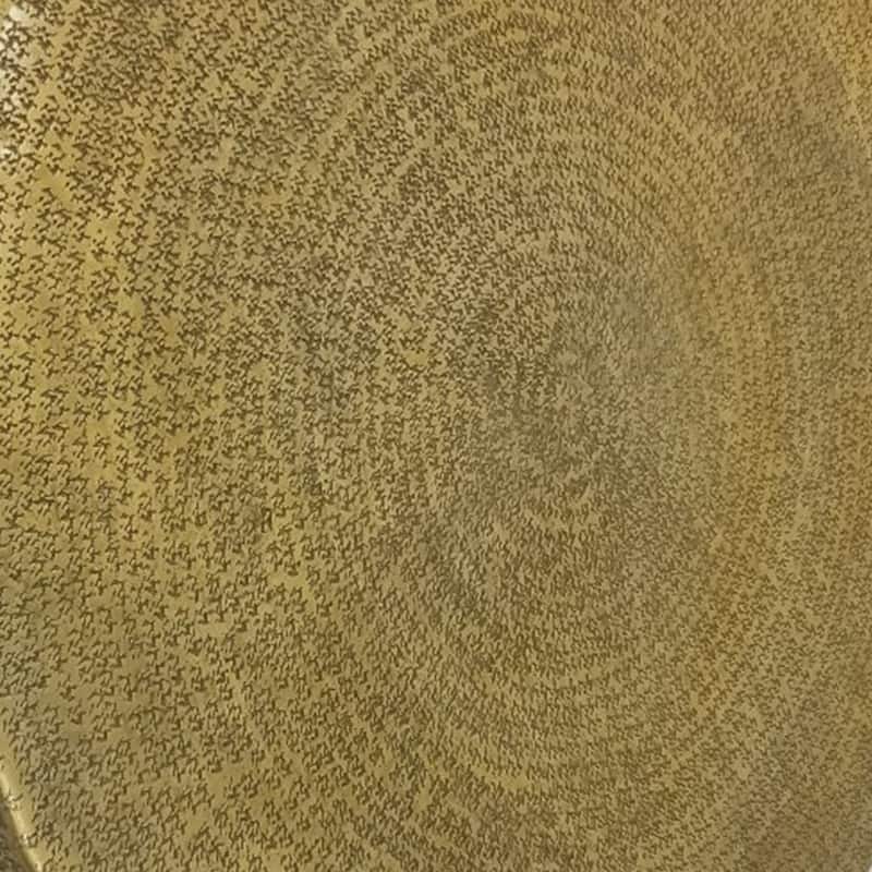Terminus Coffee Table, 36 Inch Round Bowl Base with Hand Etched Texture, Antique Brass
