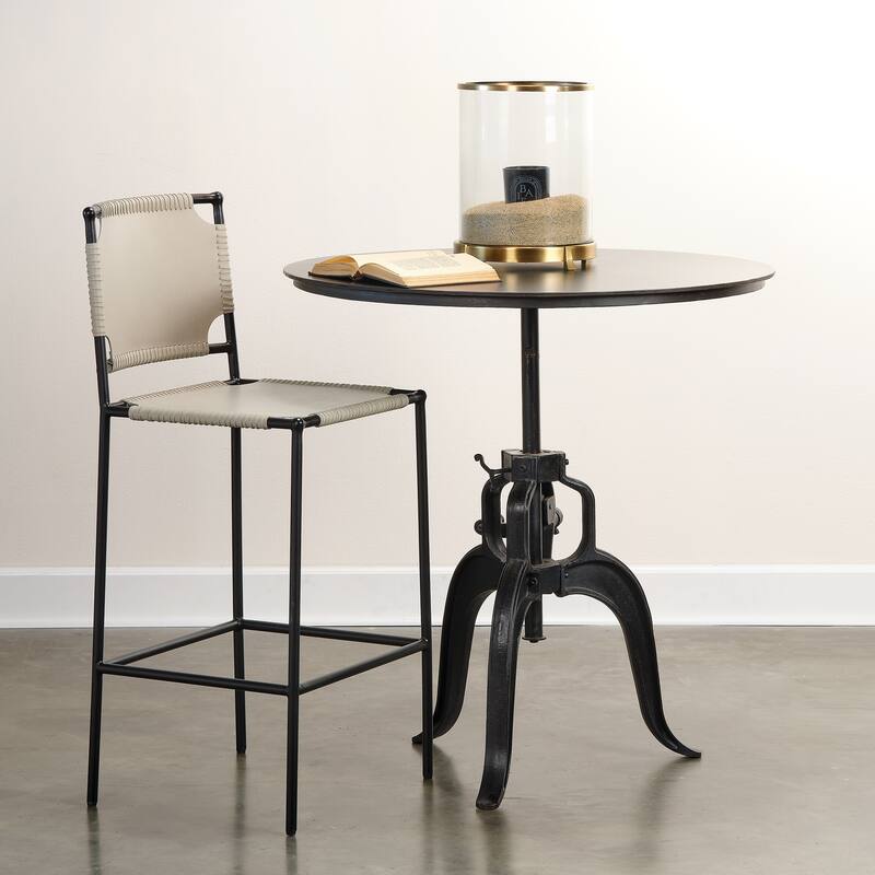 Alden Decor Adjustable Crank Iron Table