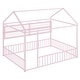 preview thumbnail 22 of 25, Full Size Metal Bed House Bed Frame with Fence and Shelves, White