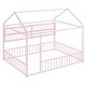 preview thumbnail 4 of 34, Superior Quality Metal House Bed Frame with Convenient Storage Space, Fence and Shelves, Full Size