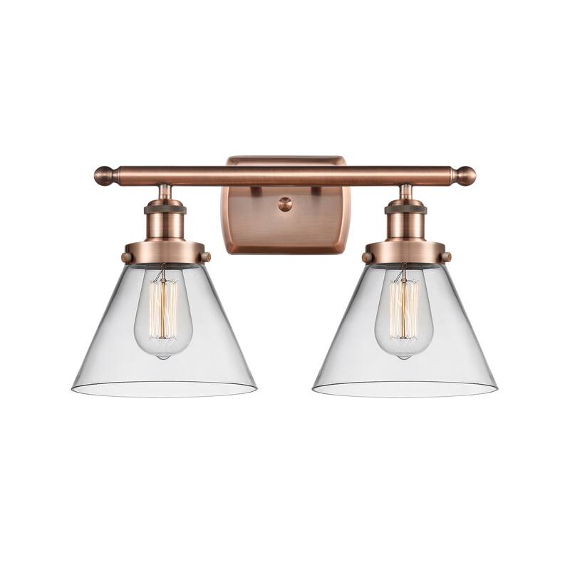 Innovations Lighting Ballston Urban Cone - 2 Light 18" Bath Vanity Light - Clear/Antique Copper