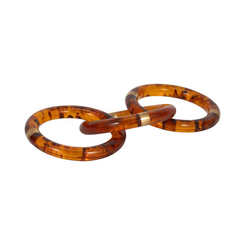 Sagebrook Home Resin 13" Round Tortoise Chain W Brass - 13" x 6" x 2"