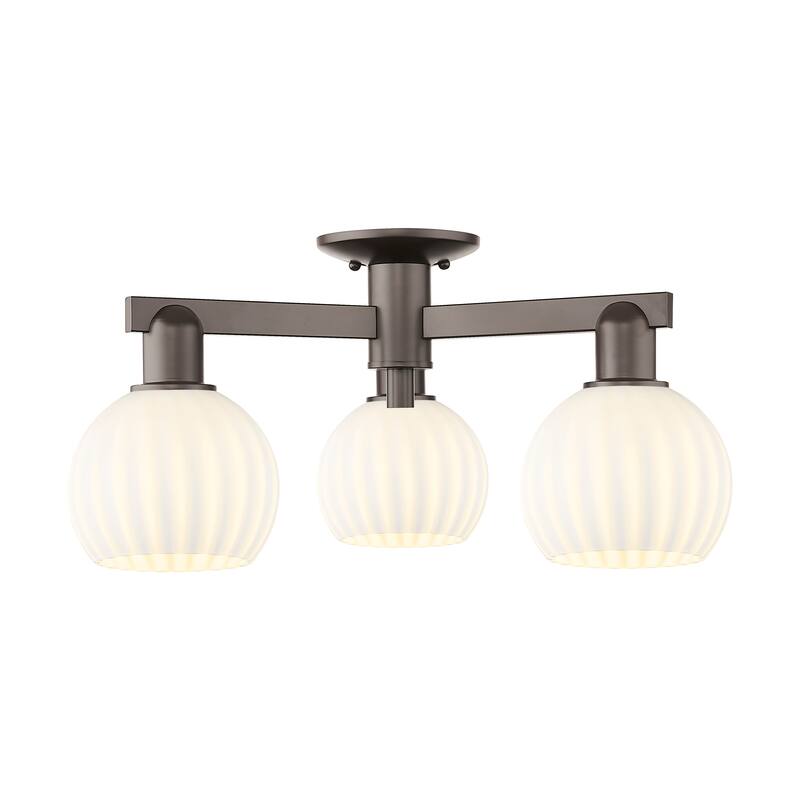 Innovations Lighting Endless Possibilities Arcadia - White Venetian - 3 Light 24" Semi-Flush Mount - Oil Rubbed Bronze