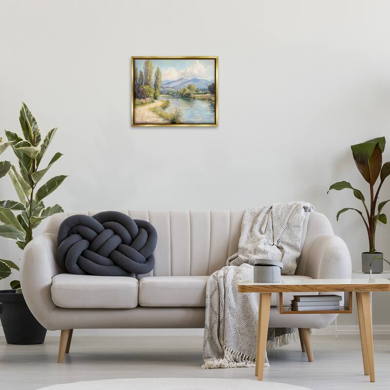 Stupell Along The Mountain River Framed Floater Canvas Wall Art Design By Petal Prints Design