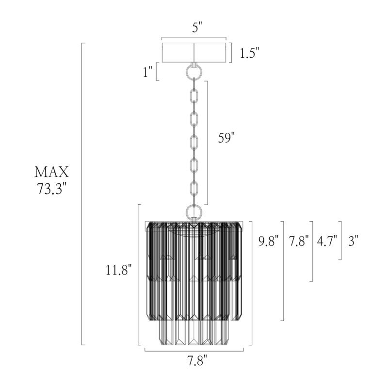 Modern LED Crystal 1-Light Pendant Light for Kitchen Island Foyer Bathroom - 7.8" Dia. x 11.8" H