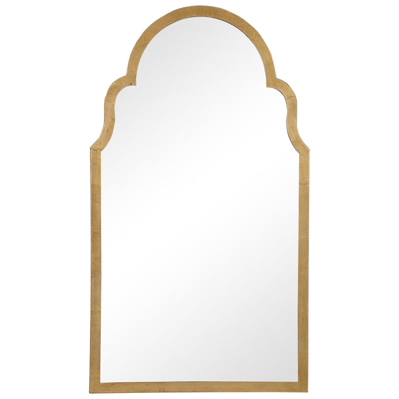 Porch & Den Arabesque Thin Frame Iron Wall Mirror - Gold Leaf