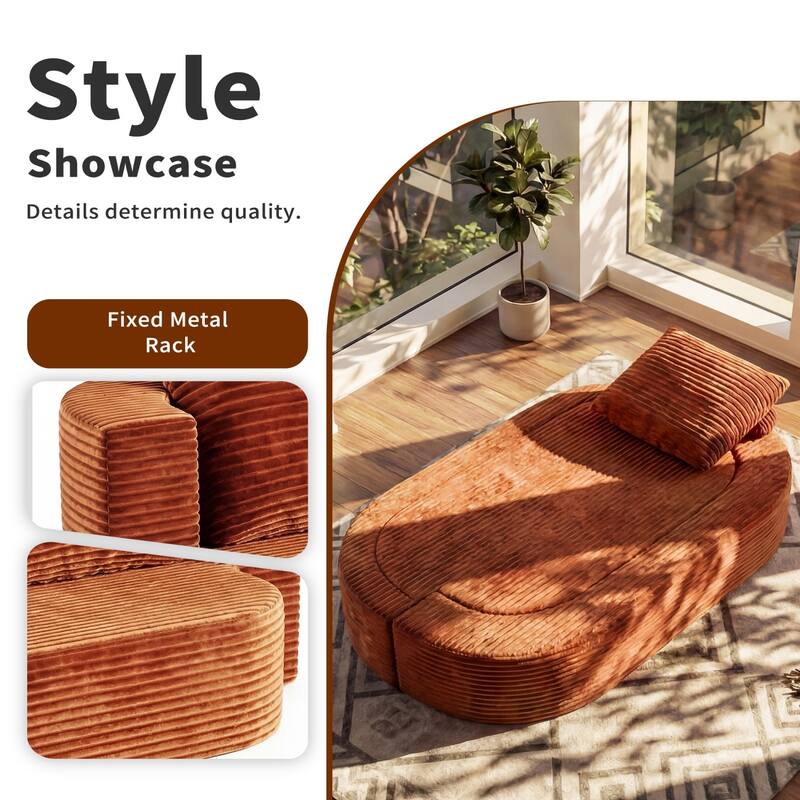 78.74" Corduroy 2-in-1 Convertible Sofa, No Assembly Required